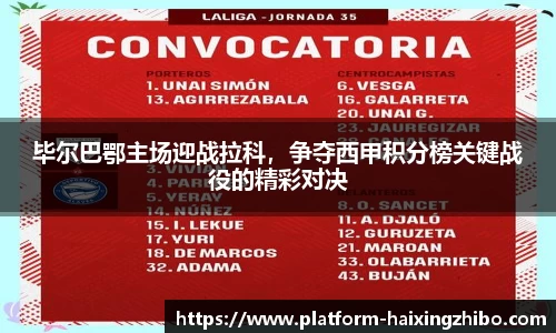 毕尔巴鄂主场迎战拉科，争夺西甲积分榜关键战役的精彩对决
